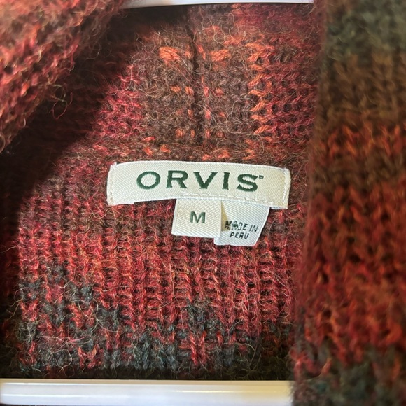 Orvis Alpaca Blanket Stripe Jacquard Cardigan Size M - Picture 3 of 12